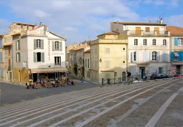 03. France, Arles, Provence, amphitheatre steps and cafes (Editorial Usage Only)