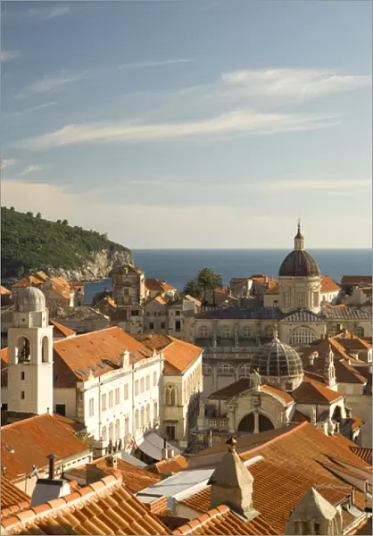 Europe, Croatia, Dalmatia, Dubrovnik. Red tile roofs dominate the old city of Dubrovnik