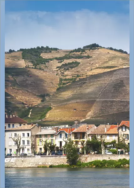 The town Tain l Hermitage, the riverside side, the river Rhone. The Hermitage