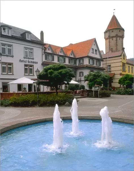Germany Wertheim Old Town by Rhine River fountains