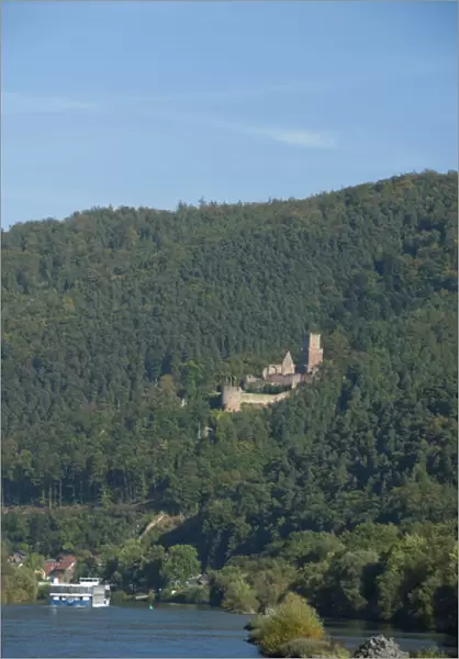 Germany, Franconai. Hillside castle along the Main River between Wertheim & Miltenberg