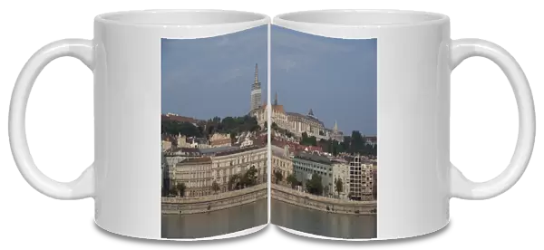 Hungary, Budapest. Early morning view from Pest across the Danube River to Castle