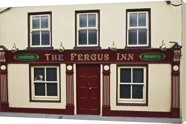 Europe, Ireland, Clarecastle. Exterior of The Fergus Inn pub. Credit as: Dennis Flaherty