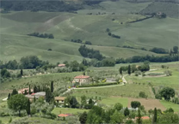 Panoramic view of Tuscany region of Italy near Pienza