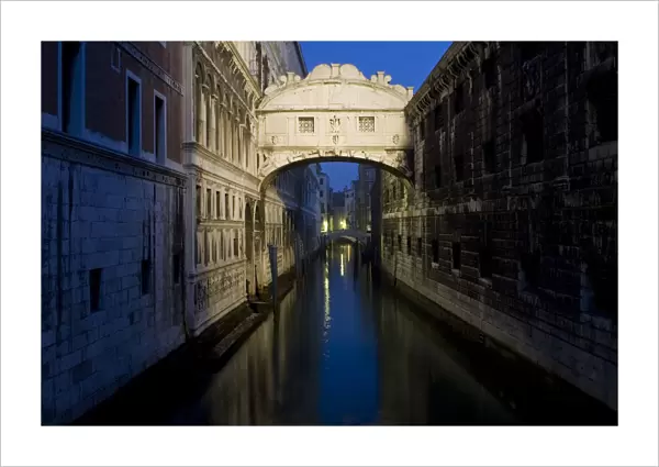 Europe, Italy, Venice. The Bridge of Sighs lit at dawn. Credit as: Wendy Kaveney