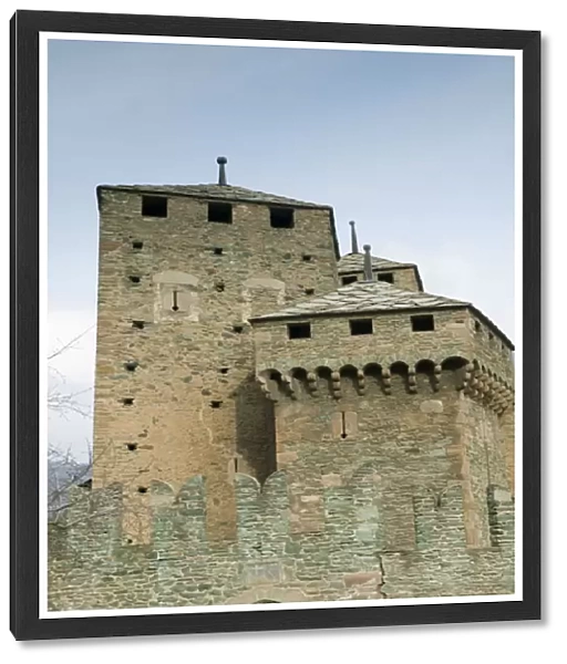 Europe, Italy, Valle d Aosta-FENIS: Castello di Fenis Castle  /  Winter