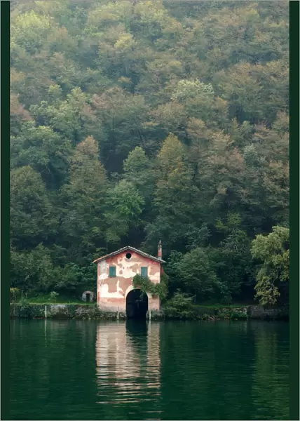 05. Switzerland, Lugano, Lake Lugano, lakeside boathouse