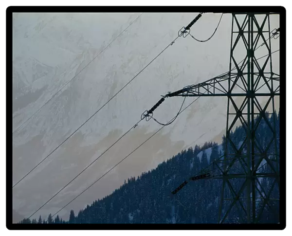 SWITZERLAND-Wallis  /  Valais-VERBIER: Ski Resort  /  Winter Power Lines