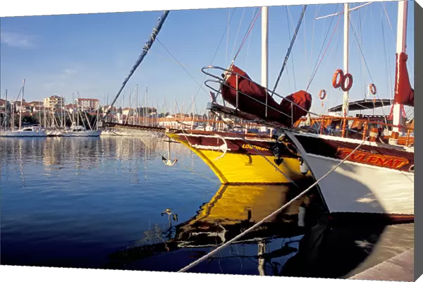 Europe, Croatia, Dalmatia, Trogir. Sailboats at dawn