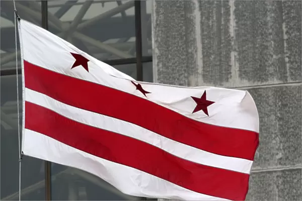 The state flag of the District of Columbia in Washington, D. C