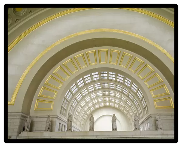 Arches and white granite with gold leaf in Union Station, built 1908, Beaux Arts architecture