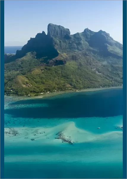 Aerial of Bora Bora in the Society Islands, French Polynesia