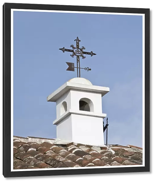 Latin America, Guatemala, Antigua, Cross on Chimney of Colonial House