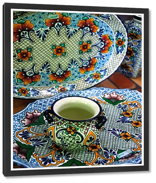 North America, Mexico, Baja California Sur, San Jose del Cabo. Colorful Mexican pottery