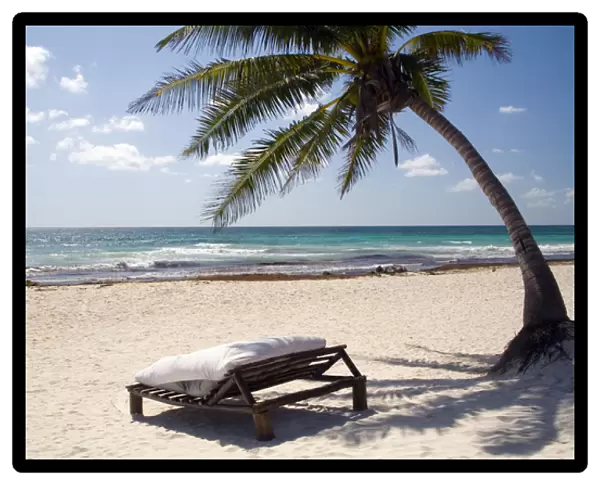 North America, Mexico, Quintana Roo, Tulum. A place of relaxation on the beach near
