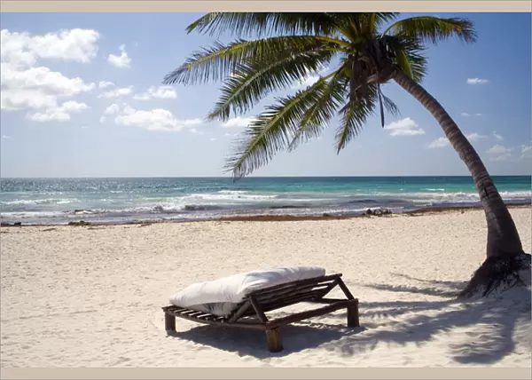 North America, Mexico, Quintana Roo, Tulum. A place of relaxation on the beach near