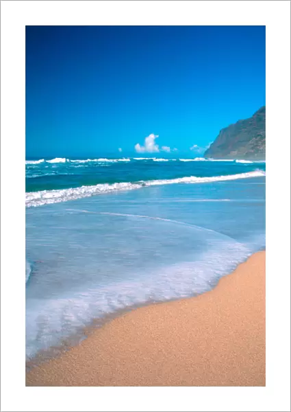 Beach scene on Kauai, Hawaii. Barking Sands beach. wave, water, ocean, coast