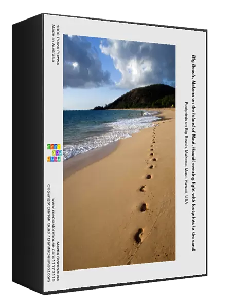 Big Beach, Makena on the Island of Maui, Hawaii evening light with footprints in the sand