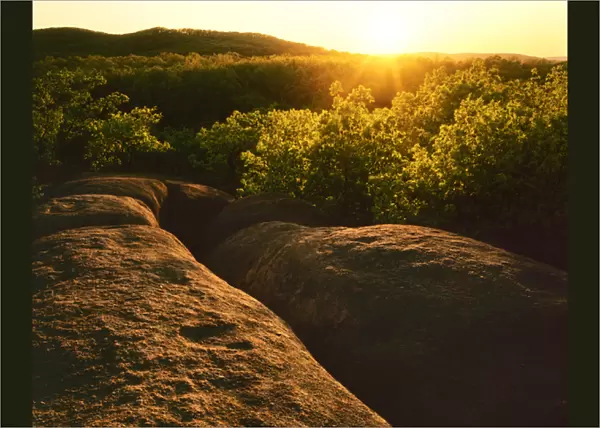 USA, Missouri, Iron County, Elephant Rocks Natural Area, Sunset