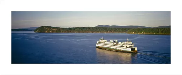Aerial of the Washington State Ferry Hyak in the San Juan Islands, Washington