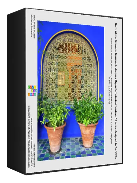 North Africa, Morocco, Marrakech, Jacques Majorelle Botanical Gardens. 12 acres, designed in the 1920s