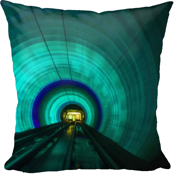 Singapore. Colorful railroad tunnel under a river