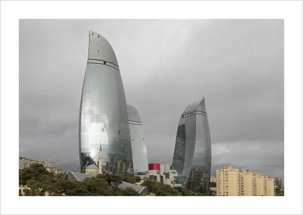 Azerbaijan, Baku. The Flame Towers of Baku