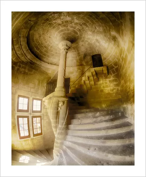 Europe; France; Provence; Lourmarin; Spiral staircas in Chateau de Lourmarin