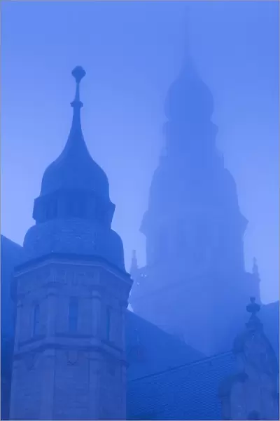 Germany, Rheinland-Pfalz, Speyer, Dom cathedral, dawn, fog