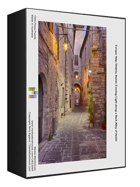 Europe; Italy; Umbria; Assisi; Evening Light along a Back Alley of Assisi