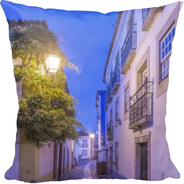 Portugal, Obidos, Cobblestone Street in the Historic Cente at Dawn