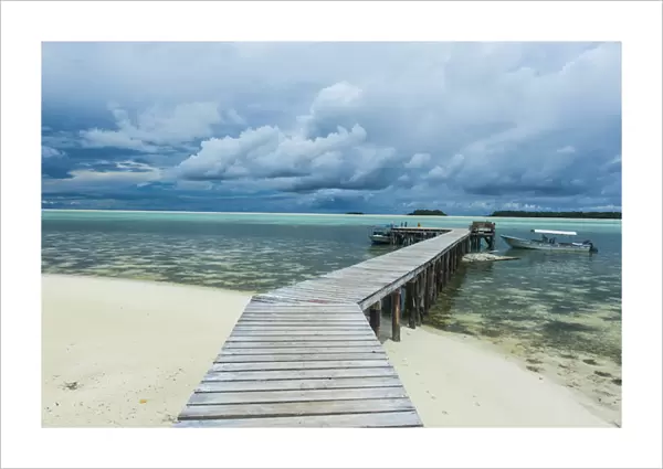 Boat pier on Carp island, one of the Rock islands, Palau, Central Pacific