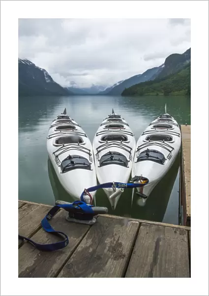 Haines, Alaska. Chilkoot Lake-Kayaks at the Dock