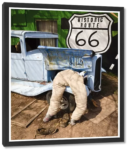 Travel art on historic Route 66, Seligman, Arizona USA