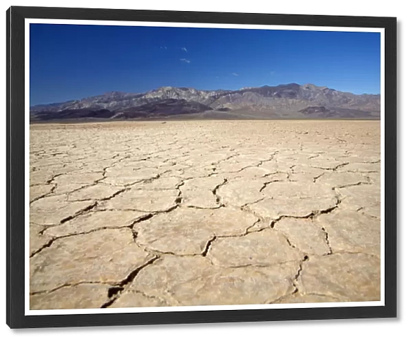 Dried mud in salt Pan, Panamint Valley, and Argus Range, Death Valley National Park