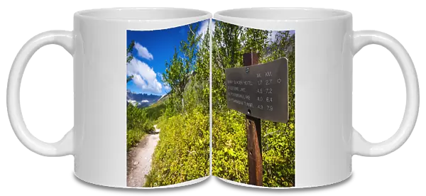 Iceberg Lake trail sign, Many Glacier, Glacier National Park, Montana USA