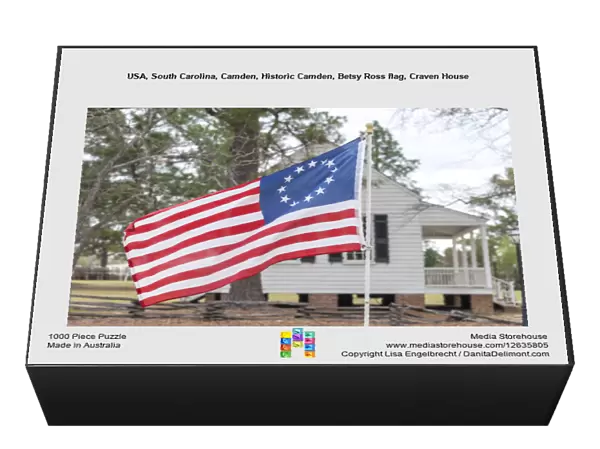 USA, South Carolina, Camden, Historic Camden, Betsy Ross flag, Craven House
