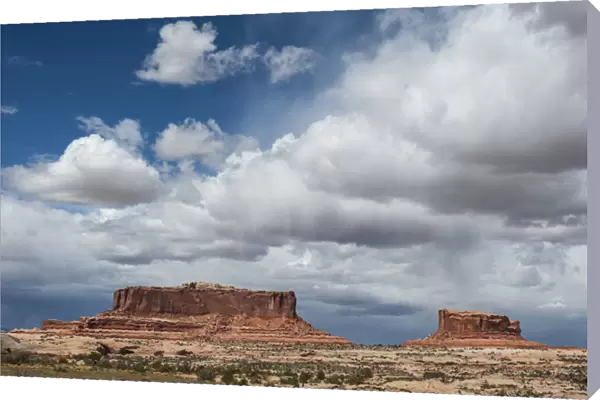 North America, USA, Utah. Mesas and thunderclouds over the Colorado Palteau, UT