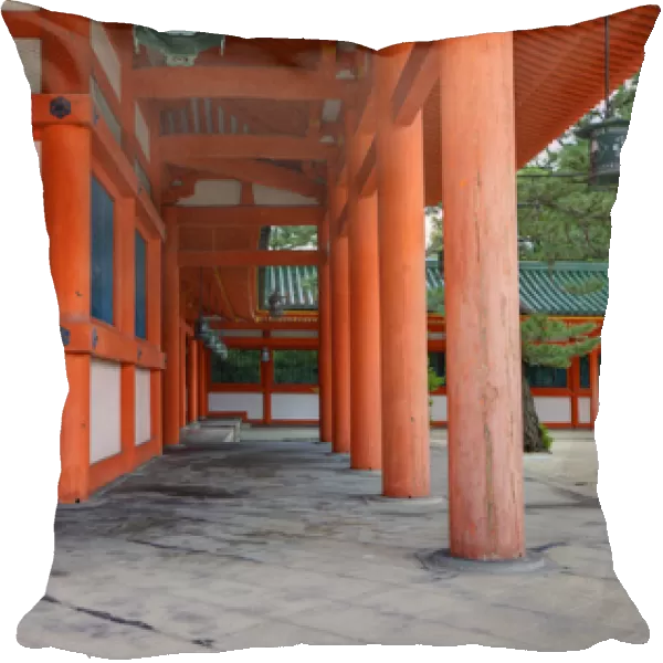 Japan, Kyoto. Colorful Shinto shrine on grounds of the Heian Jingu Shrine. Credit as