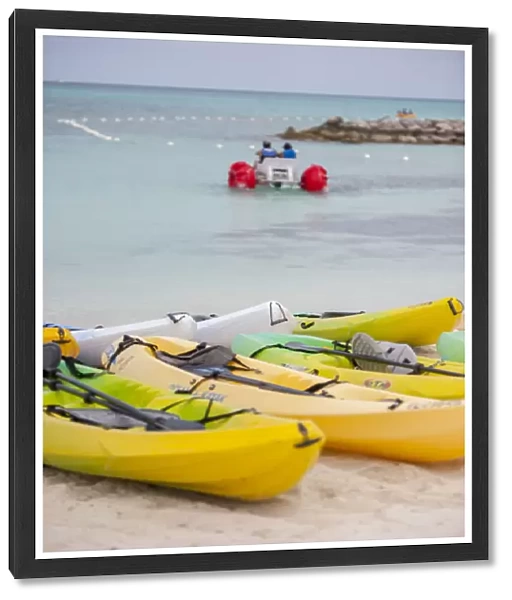 Bahamas, Eleuthera, Princess Cays, kayaks on beach, Aqua bike