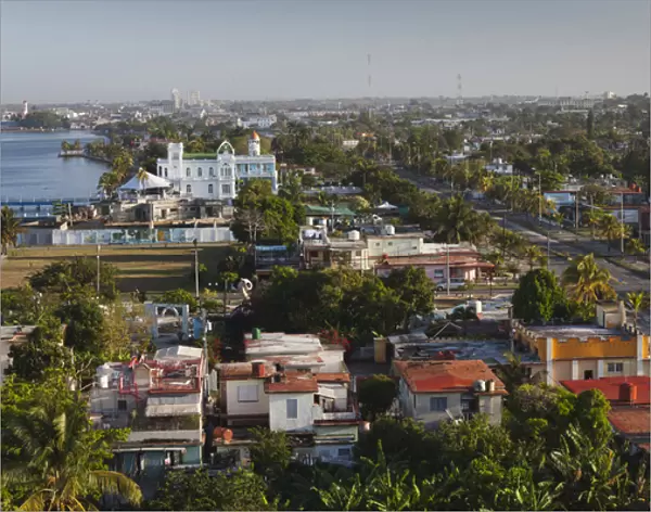 Cuba, Cienfuegos Province, Cienfuegos, elevated city view, morning