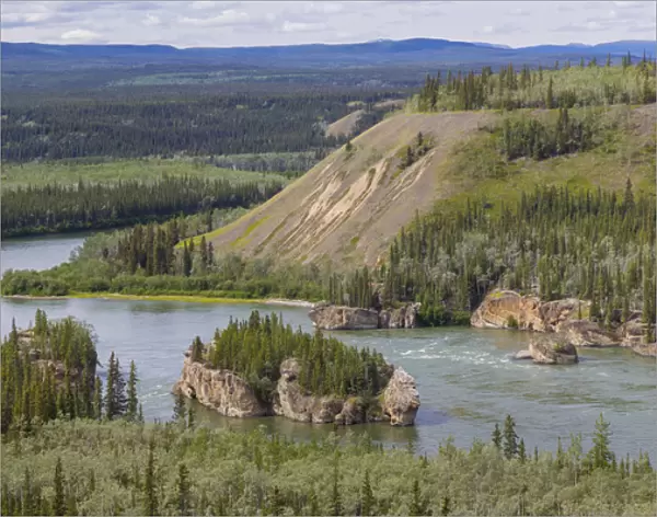 Canada, Yukon Territory. Landscape with Five Finger Rapids and Yukon River. Credit as