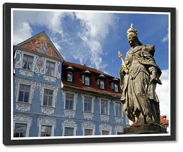 Europe, Germany, Bamberg. Empress Kunigunde and Hellerhaus on the old city of Bamberg