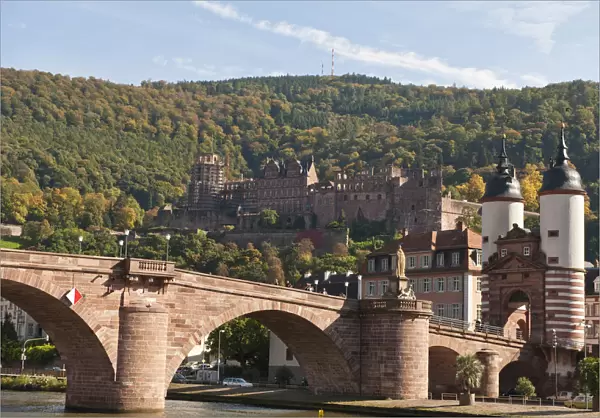 The Alte Brucke or Old Bridge and Neckar River in Old Town, Heidelberg