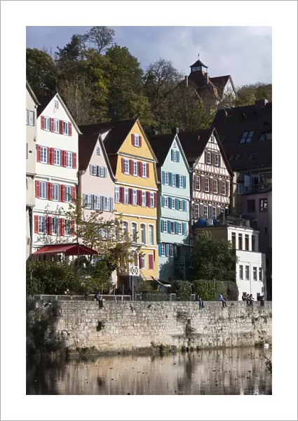 Germany, Baden-Wurttemburg, Tubingen, old town buildings along the Neckar River