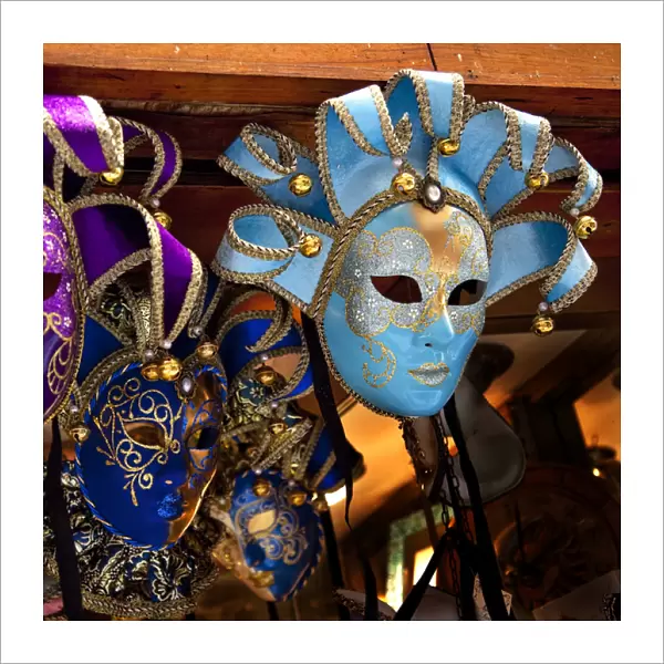 Blue Venetian Masks Venice Italy Used since the 1200s for Carnival, which were celebrated