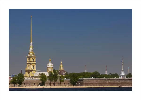 Russia, Saint Petersburg, Center, Neva River view of the Saints Peter and Paul Cathedral
