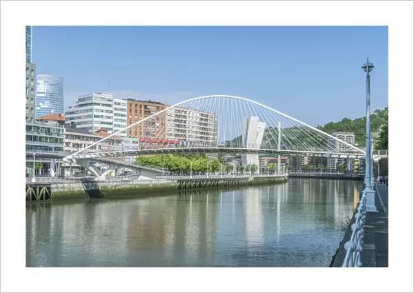 Spain, Bilbao, Zubizuri (Campo Volatin ) Bridge Over the Nervion River