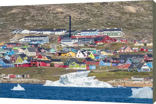 The small town Narsaq in the South of Greenland. America, North America, Greenland
