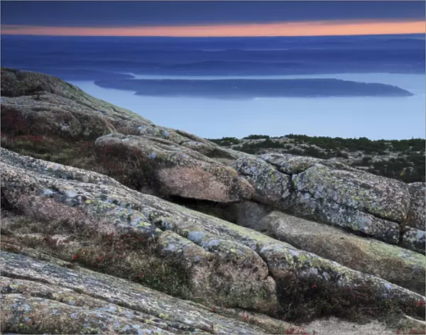 Sunrise from Cadillac Mountain, Porcupine Island, Acadia National Park, Maine, USA